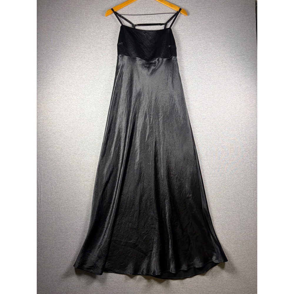 Max Mara Leisure Baden Dress Womens 6 Black Crinkle Satin Maxi Gown